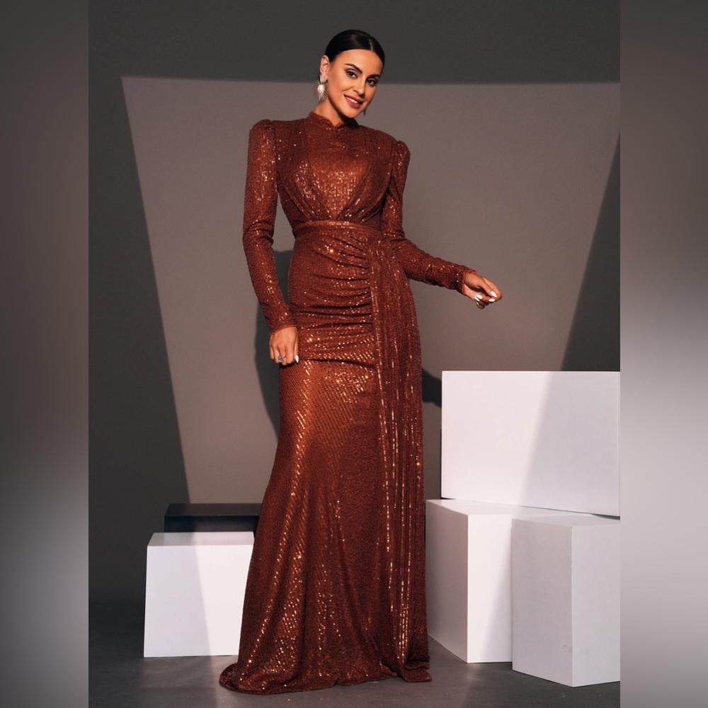 Full Cover Brown Sequin Dress